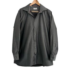 Eton Contemporary Fit Cotton Dress Shirt Men's Size 44, 17.5 Grey Button Up Down